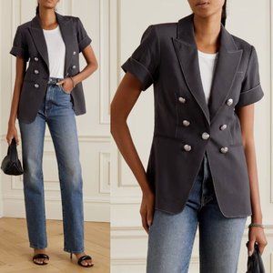 VERONICA BEARD Hastings Dickey linen-blend jacket NAVY Size 00